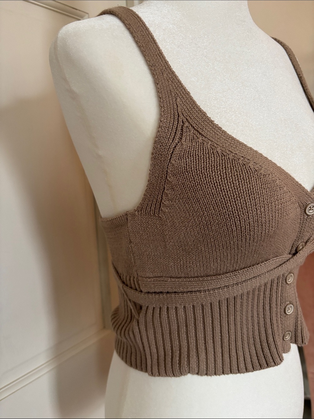 EUC Anthropologie Pilcro Beige Knit Wrap Tank Top size XS - Picture 5 of 9